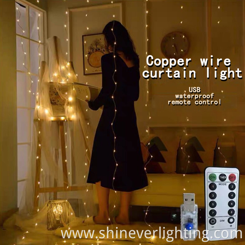 Dazzling Copper Wire Curtain Lights 